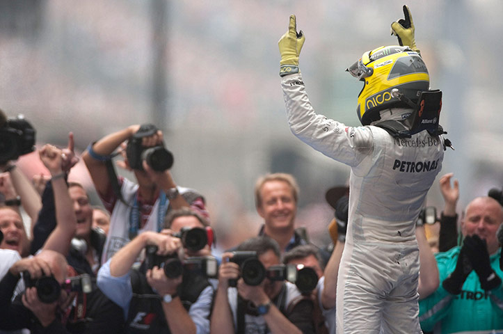 Chinese Grand Prix: Nico Rosberg celebrates winning the Chinese Grand Prix