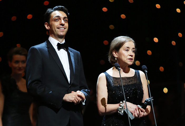 Olivier Awards: Toni Racklin and Kerry Michael accepts the award for Roadkill