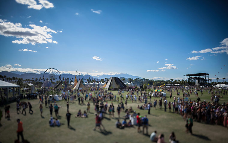 Coachella days 2 and 3: A general view of the festival grounds taken with a tilt-shift lens