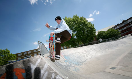 A boy on a skateboard