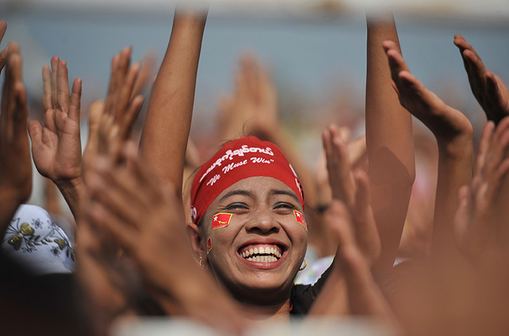 24 hours in pictures: Aung San Suu Kyi as she visits her constituency