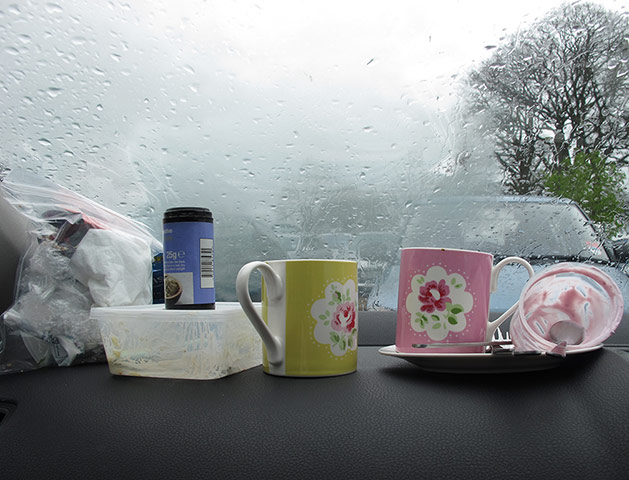 Your Pictures: Your pictures: debris of a picnic inside a car on a rainy day