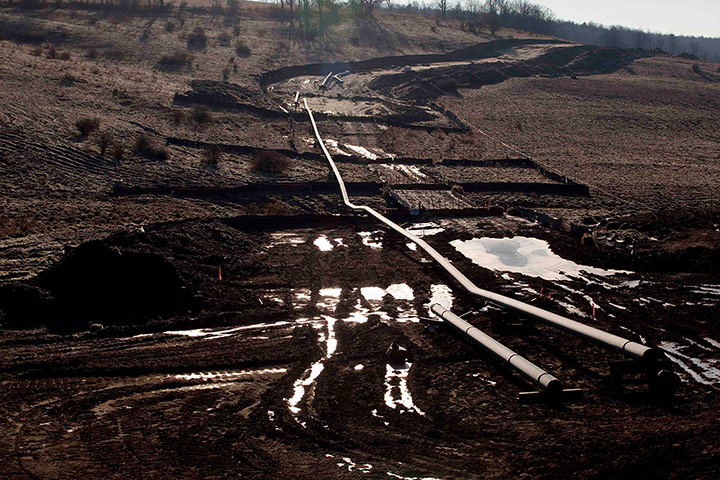 Fracking in Pennsylvania: A natural gas pipeline under construction in Bradford County, Pennsylvania