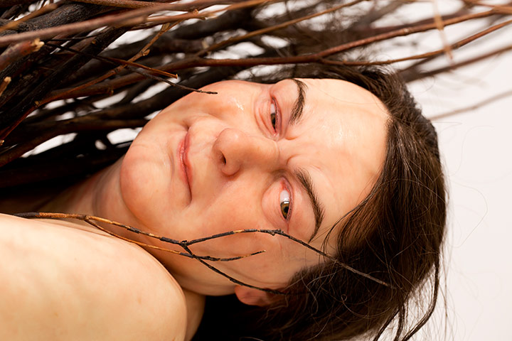 Ron Mueck exhibition: 'Woman with sticks' 2008, (Mixed Media) by Ron Mueck