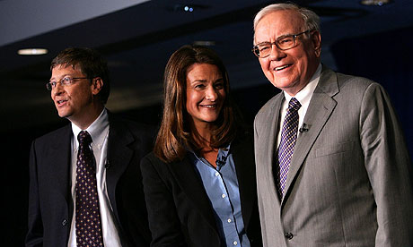 Warren Buffett with Bill and Melinda Gates