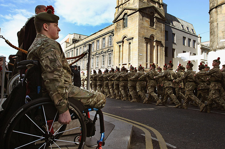 News pictures of the day: Soldiers From The Black Watch Return Home