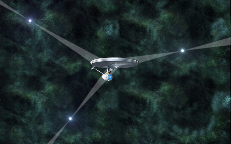 A month in space: spaceship Enterprise, navigating in deep space using pulsar signals 