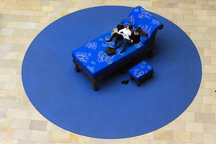 24 hours: Zurich, Switzerland: Students read papers on a giant chaise longue