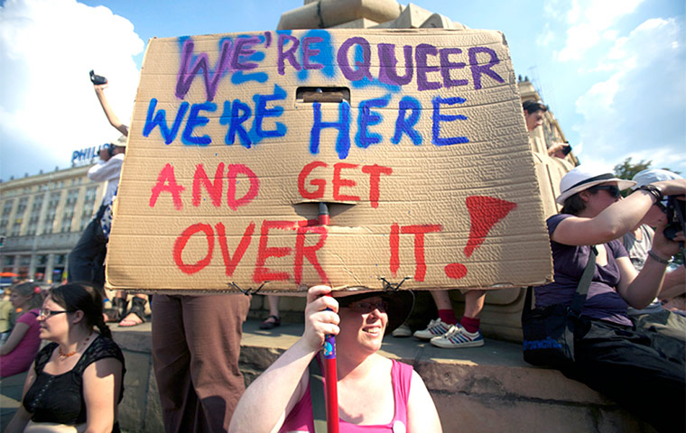 Big Picture: Big Picture: Placard with pro gay slogans