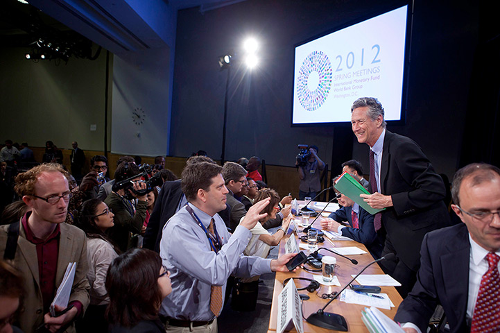 Week in Business: IMF World Economic Outlook: Olivier Blanchard, second right