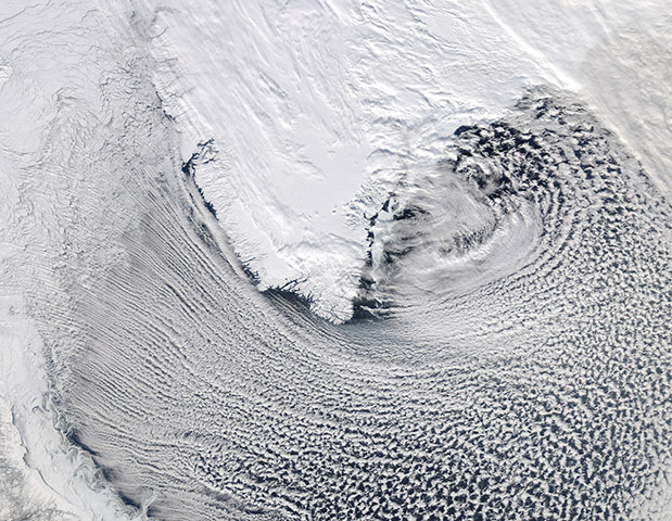 Satellite Eye on Earth: Cloud streets Around Southern Greenland
