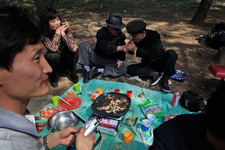 Longer view: North Koreans enjoy a picnic