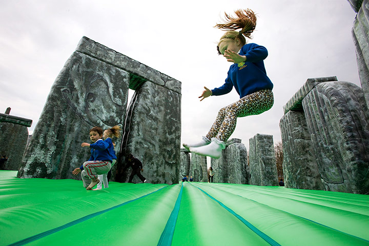 Picture Desk Live: Life Size Bouncy Stonehenge in Glasgow