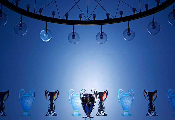 sport: UEFA Champions League trophy is pictured before handover ceremony in Munich