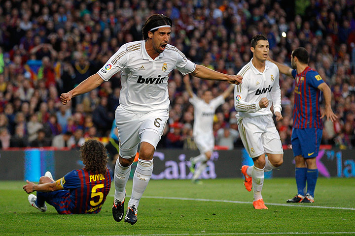 El Clasico: Sami Khedira wheels away after opening the scoring