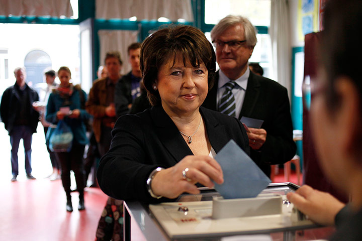 French elections: French Socialist party candidate Martine Aubry casts her vote in Lille