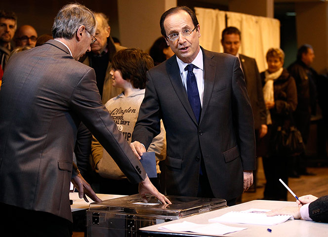 French elections: Francois Hollande, Socialist Party candidate casts his ballot