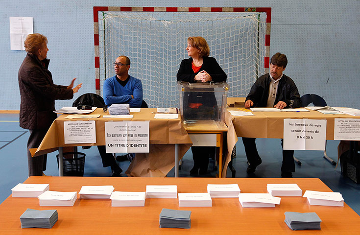 French elections: Election volunteers wait for voters in Strasbourg
