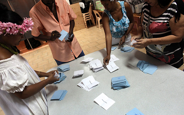 French elections: Votes are counted at a polling station in Papeete, Tahiti
