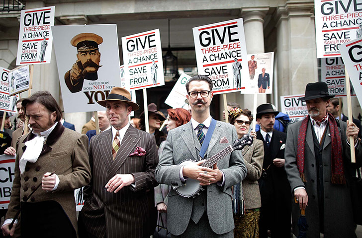 Picture desk live: Well dressed demonstrators protest over Abercrombie & Fitch store plans