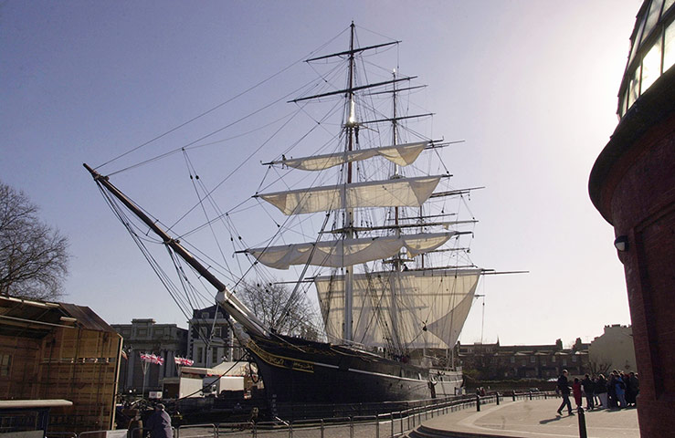 Cutty Sark: The Cutty Sark sits in its dry dock in Greenwich in 2003