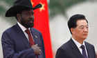 South Sudan's president, Salva Kiir, with his Chinese counterpart, Hu Jintao, in Beijing
