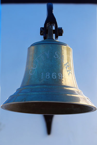 Cutty Sark photo call: The ships bell on the newly refurbished Cutty Sark