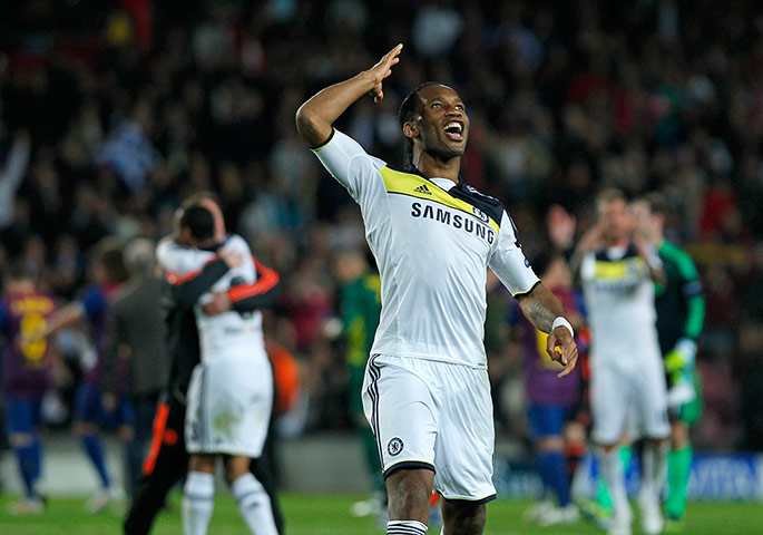Barcelona v Chelsea: Chelsea's Didier Drogba celebrates 