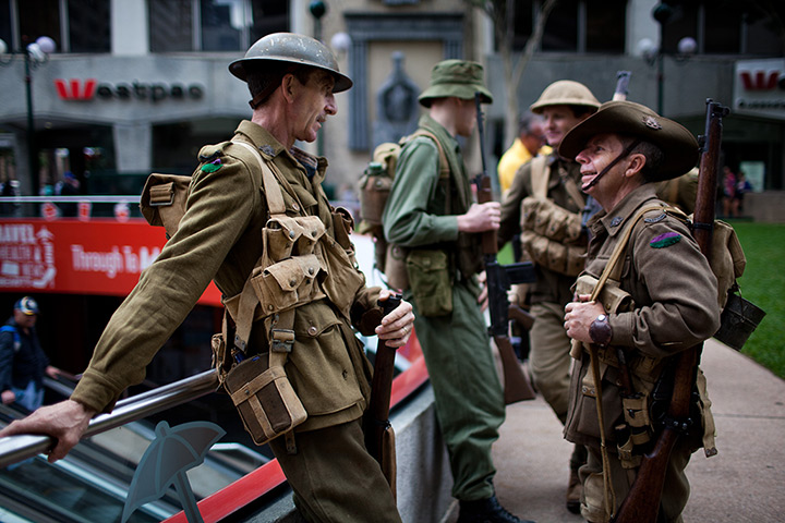 Anzac Day: Soldiers in uniforms for the Anzac Day parade in Brisbane