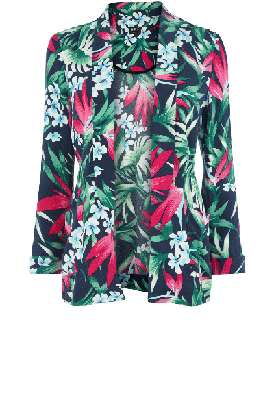 Hijab friendly fashion: Hijab friendly fashion oasis tropical print blazer