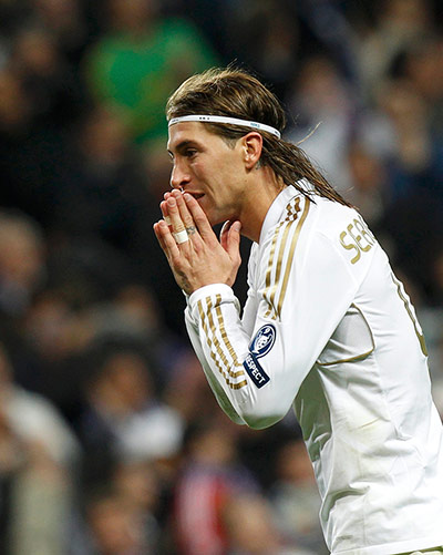 Real Madrid v Bayern: Real Madrid's Ramos reacts after missing a penalty kick