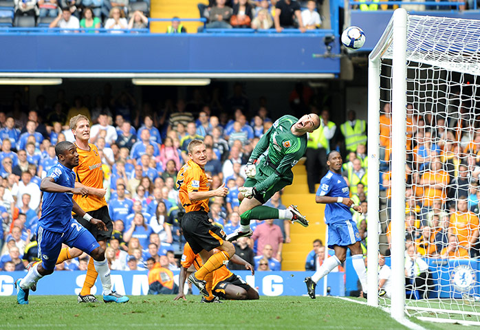Barclays photo awards: Chelsea's Didier Drogba scores against Hull City