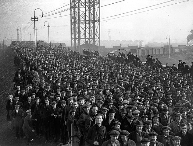 Week in Business: Workers on strike outside the Ford Motor Works, Dagenham, circa 1933
