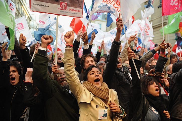 Week in Business: Supporters of French presidential frontrunner Francois Hollande 