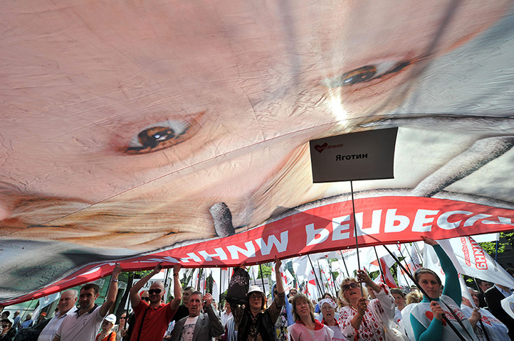 Picture desk live: Supporters of jailed opposition leader Yulia Tymoshenko during a rally Kiev