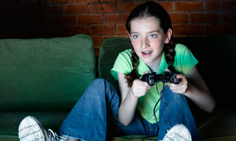 Girl playing video games