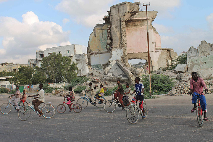 Somalia: Children take ride on their bicycles 