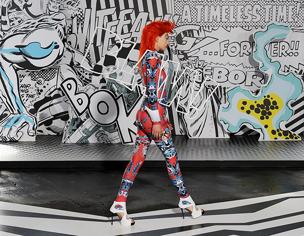 Picture desk live: A model shows a collaboration between Romance was Born and Marvel comics