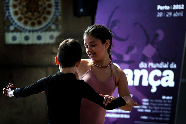 24 hours: Porto, Portugal: A couple of young dancers perform on World Dance Day