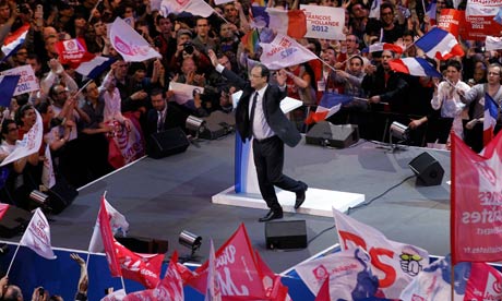 Francois Hollande at a campaign rally in Paris.