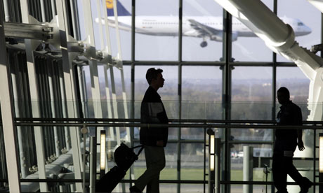 Man walking through airport