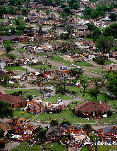 Texas tornado: Homes in Lancaster lay destroyed by a tornado that tore through the town
