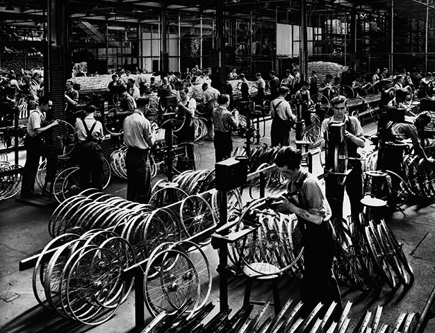 The history of Raleigh: A scene inside a Raleigh bicycle factory 