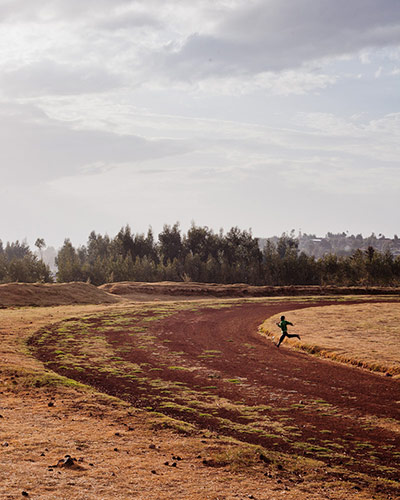 Ethiopia Runners: A runner on the track in Bekoji, Ethiopia