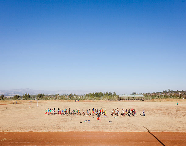 Ethiopia Runners: Runners training on the track in Bekoji, Ethiopia