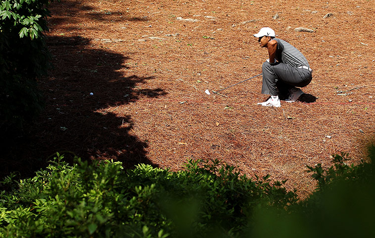 Masters: Tiger Woods in the rough at the Masters