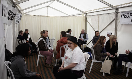 Rice-Oxley (brown jacket and sash) at the Human Library event.