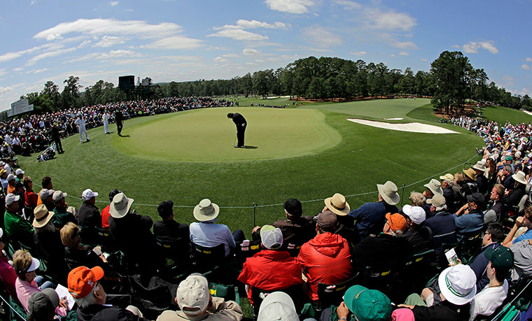 Augusta day 2: Phil Mickelson putts on the ninth green