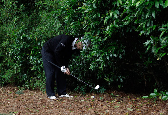 Augusta day 2: Mike Weir faces an awkward shot 
