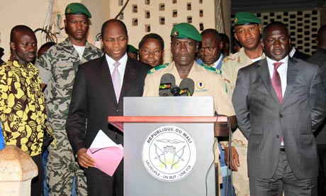 Coup leader Captain Amadou Sanogo delivers statement to return power, Mali - 06 Apr 2012